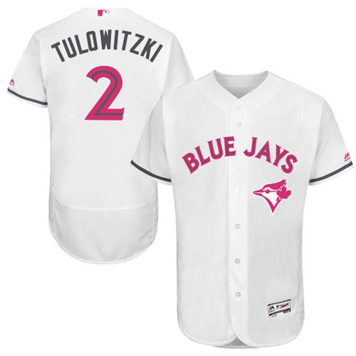 Blue Jays #2 Troy Tulowitzki White Flexbase Authentic Collection Mother's Day Stitched MLB Jersey